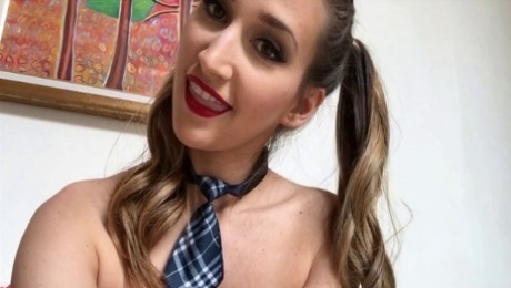 Lipstick hottie in pigtails fucked up the ass and gaped
