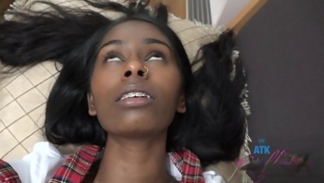 Ebony teen soaks cock in her mouth after generous reverse cowgirl