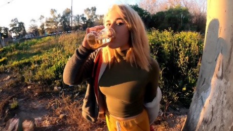 drinking piss in public, high risk in the streets, beginner slut !!! 4k