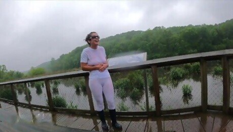 Soaking wet in white leggings